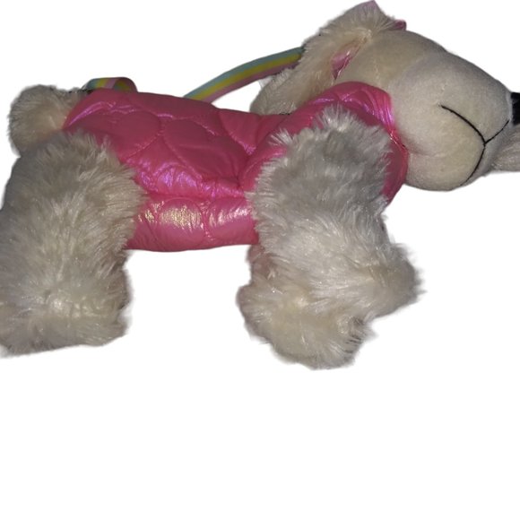 Poochie & Co Lizzie the Beagle CONFETTI Girls Plush Dog Purse Rainbow Strap Bag - Picture 5 of 11